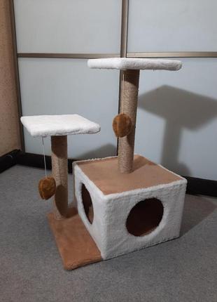Игровой комплекс домик дряпка для кошек когтеточка 73 см1 фото