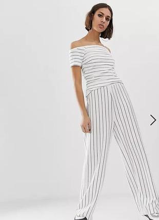 Штаны прямые na-kd трикотажные s белые в полоску