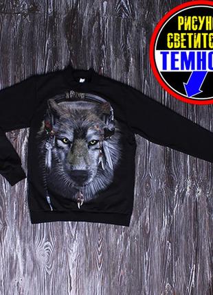 ✅стильний джемпер-світяшка  "вовк в навушниках"