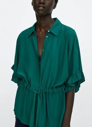 Смарагдова сорочка зара зелена блуза вільна сорочка2 фото