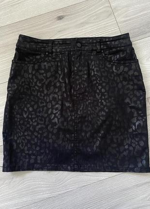 Спідниця чорна леопардова міні юбка анімалістичний принт2 фото