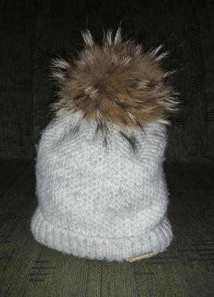 Зимова шапка з натуральним хутром еlf-kids, розмір 52-541 фото