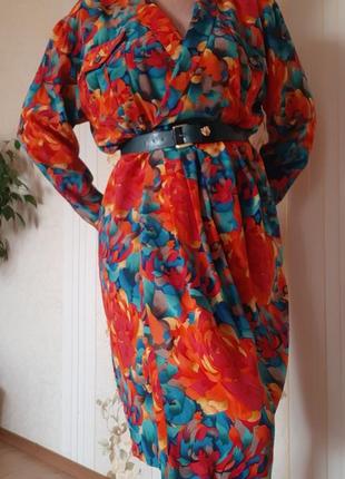 Винтажное шелковое платье миди3 фото