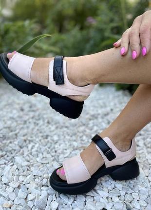 Босоніжки жіночі teona 108 пудра (літо шкіра натуральна)6 фото