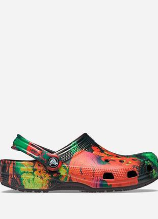 Шльопанці жіночі crocs classic cyber beach clog multi/black