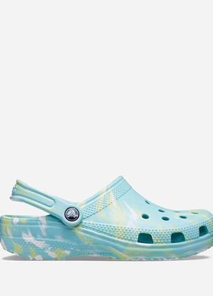 Шлепанцы crocs classic marbled clog pure water/multi