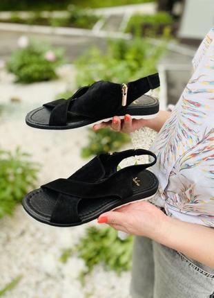 Босоножки женские vikttorio лена чёрные (лето замша натуральная)