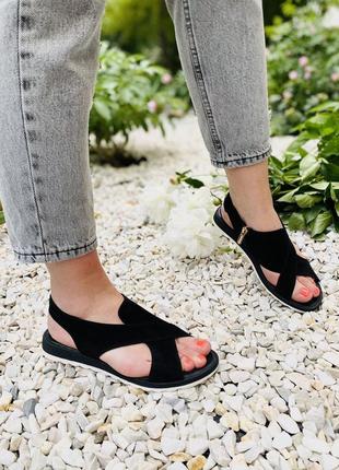 Босоножки женские vikttorio лена чёрные (лето замша натуральная)