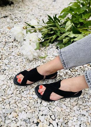 Босоножки женские vikttorio лена чёрные (лето замша натуральная)