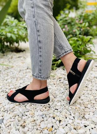 Босоножки женские vikttorio лена чёрные (лето замша натуральная)