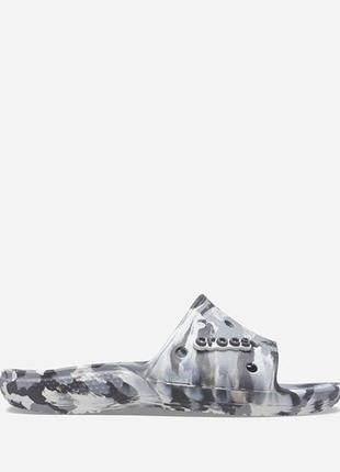 Шльопанці жіночі crocs classic marbled slide light grey/multi
