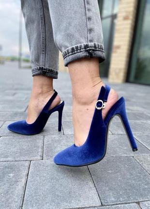 Босоніжки жіночі lena meliani f905-v236 сині (літо оксамит)