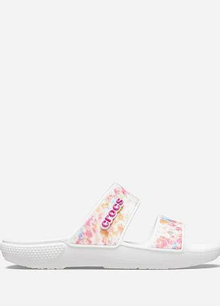 Шльопанці жіночі crocs classic tie dye graphic sandal multi/white
