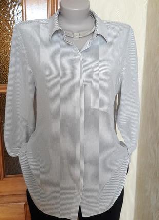 "m&s". блуза в смужку.класика.(шовк 100%)