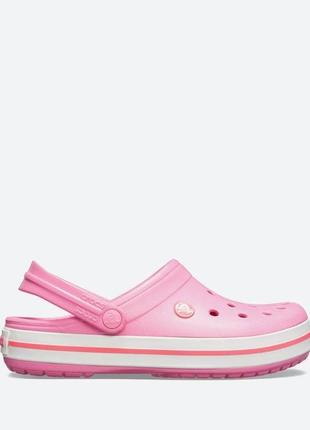 Шльопанці жіночі crocs crocband pink lemonade/white