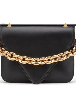 Шкіряна жіноча сумка bottega veneta mount large leather shoulder bag, black