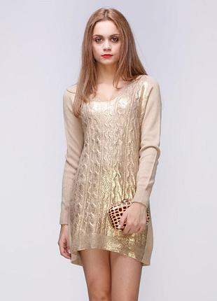Новое платье sassofono! золотистое напыление металлик! размер 44-46