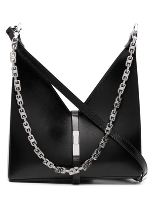 Шкіряна жіноча сумка givenchy cut out mini leather shoulder bag, black1 фото