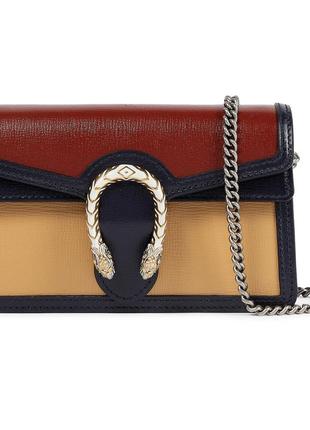 Жіноча сумка gucci dionysus super mini color-block leather shoulder bag, navy