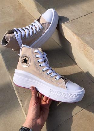 Converse chuck taylor move high beige, жіночі кросівки конверс, кеди конверс жіночі, жіночі кеді