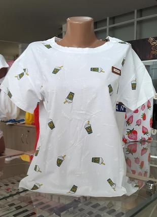 Белая хлопковая женская футболка