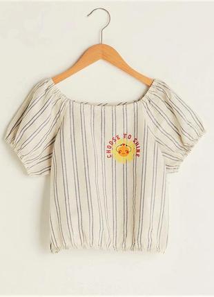 Lc waikiki  полосатая хлопковая блузка с короткими рукавами /496/