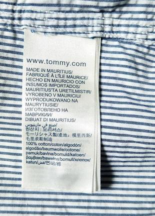 Tommy hilfiger біла чоловіча сорочка в синю смужку (оригінал) 100% бавовна8 фото