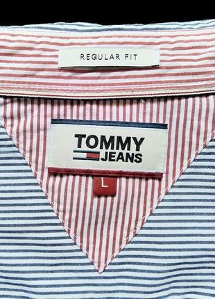 Tommy hilfiger біла чоловіча сорочка в синю смужку (оригінал) 100% бавовна7 фото