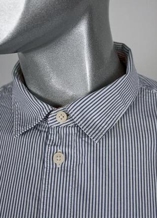 Tommy hilfiger белая мужская рубашка в синюю полоску (оригинал) 100% хлопок5 фото