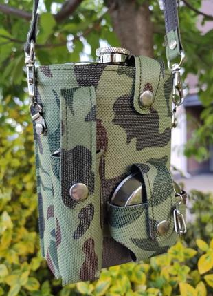 Фляга hip flask 147 матовая 240 мл, складной стакан и складной нож в чехле