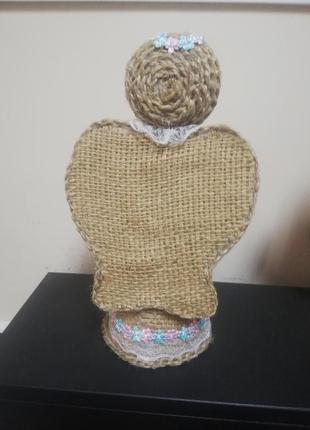 Интерьерная кукла из мешковины ангел ручной работы