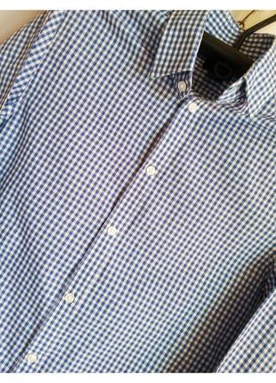 Рубашка мужская в клетку с длинным рукавом небольшого размера хлопок  сорочка чоловіча2 фото