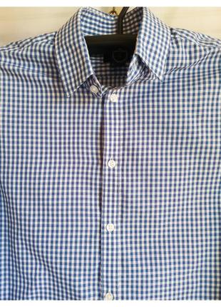 Рубашка мужская в клетку с длинным рукавом небольшого размера хлопок  сорочка чоловіча1 фото