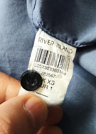 River island приталенная темно-синяя мужская рубашка короткий рукав (100% хлопок)9 фото