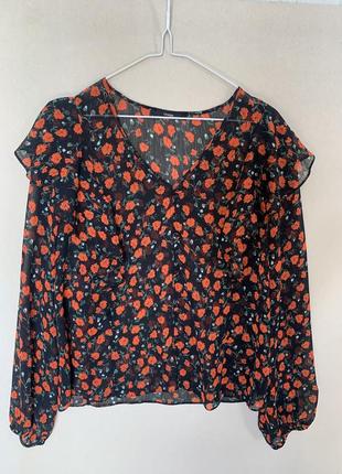 Блуза в квітковий принт з рюшами від george1 фото