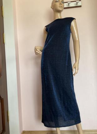 Синьо вечірне плаття з люрексом / l/ brend new look1 фото
