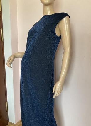 Синьо вечірне плаття з люрексом / l/ brend new look3 фото