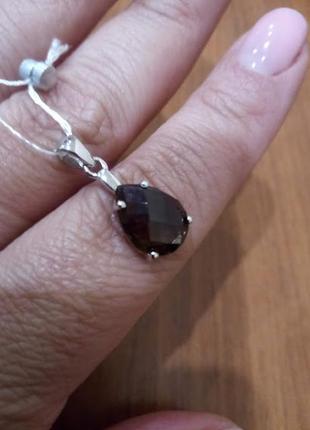 Срібна підвіска з натуральним раухтопазом 2.85 ct6 фото