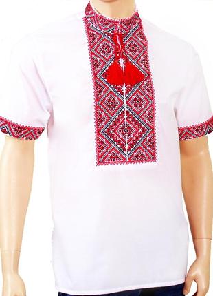 Рубашка вышиванка мужская федор с коротким рукавом белая производитель украина3 фото