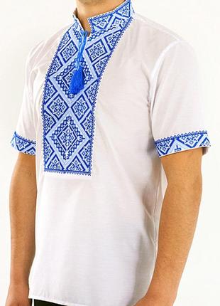 Рубашка вышиванка мужская федор с коротким рукавом белая производитель украина4 фото