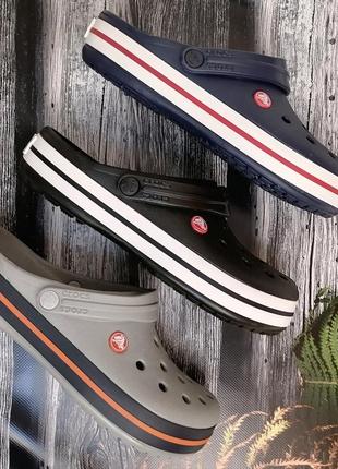 Чоловічі крокси сабо crocs crocband clog light grey/navy сірі