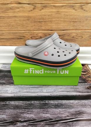 Чоловічі крокси сабо crocs crocband clog light grey/navy сірі3 фото