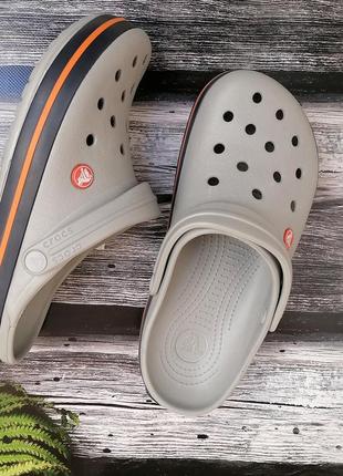Чоловічі крокси сабо crocs crocband clog light grey/navy сірі