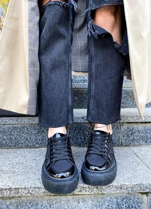 Женские черные кеды демисезонные, кроссовки на каждый день стильные модные7 фото