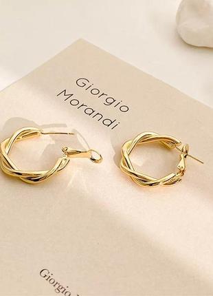 Жіночі сережки-кільця, круглі геометричні сережки-кільця2 фото