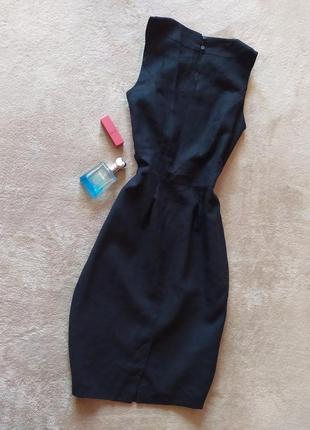 Льняное базовое качественное стильное платье футляр миди2 фото