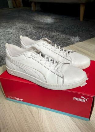 Белые кеды puma smash v2 leather women's sneakers