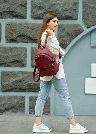 Стильний бордовий універчальний вмісткий жіночий рюкзак6 фото