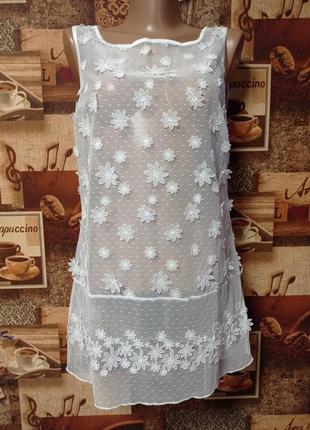 Напівпрозора білосніжна блузка туніка intimissimi,p.s/m