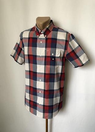 Тенниска в красно-синюю клетку рубашка в клеточку летняя короткий рукав летняя